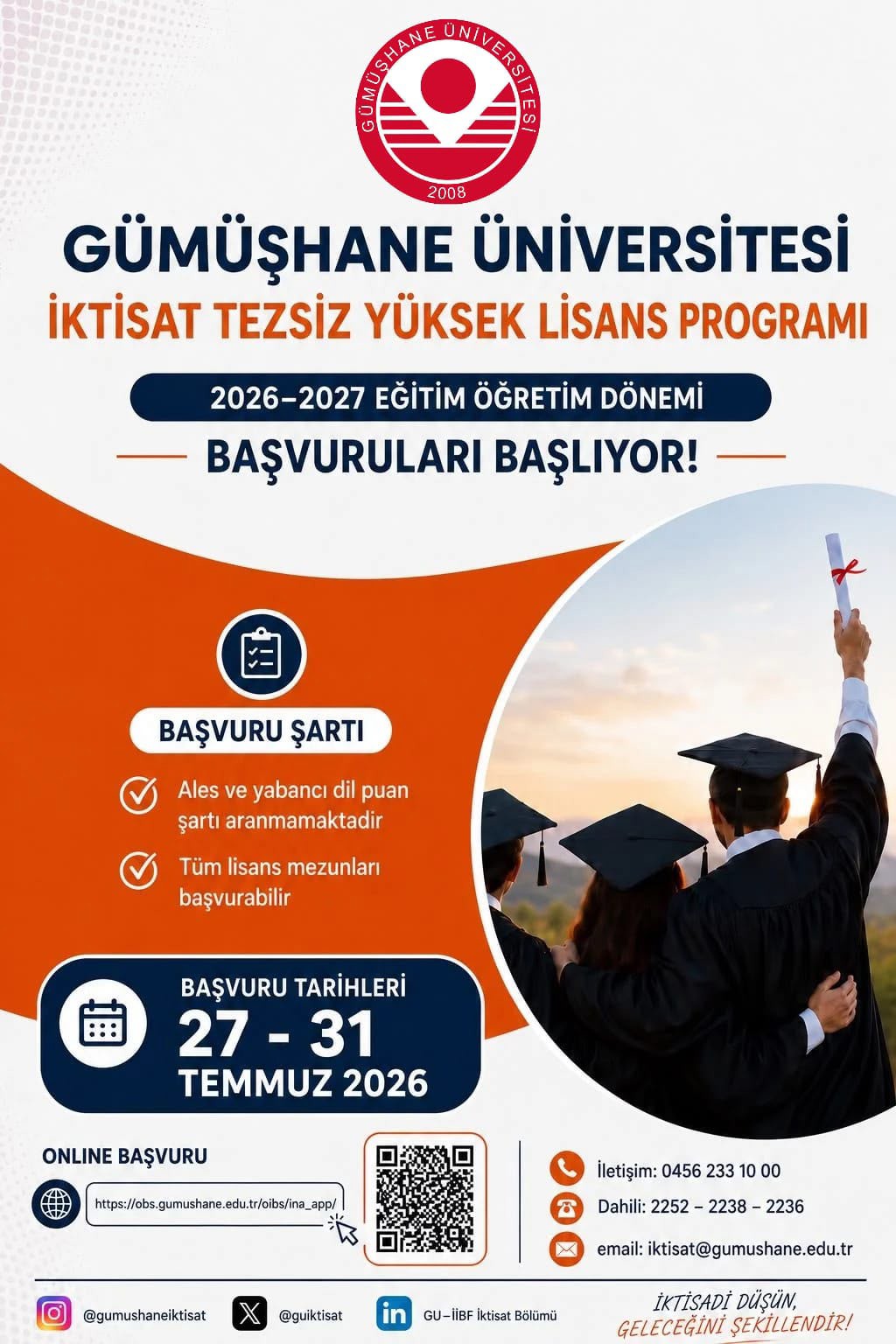İktisat Tezsiz Yüksek Lisans Programı Başvuruları