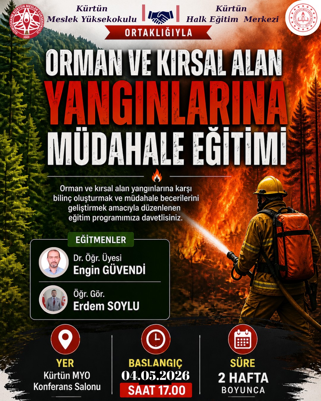 Orman ve Kırsal Alan Yangınlarına Müdahale Eğitimi Başlıyor