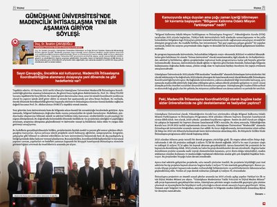 Madencilik ve Sonrası Dergisi’nde Röportaj