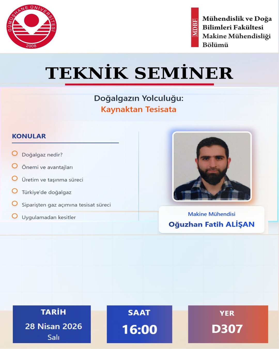 TEKNİK SEMİNER "Doğalgazın Yolculuğu: Kaynaktan Tesisata"