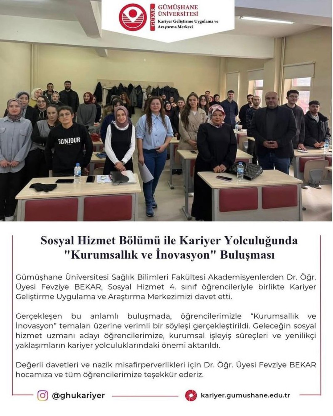 KARİYER YOLCULUĞUNDA "KURUMSALLIK VE İNOVASYON" BULUŞMASI DÜZENLENDİ
