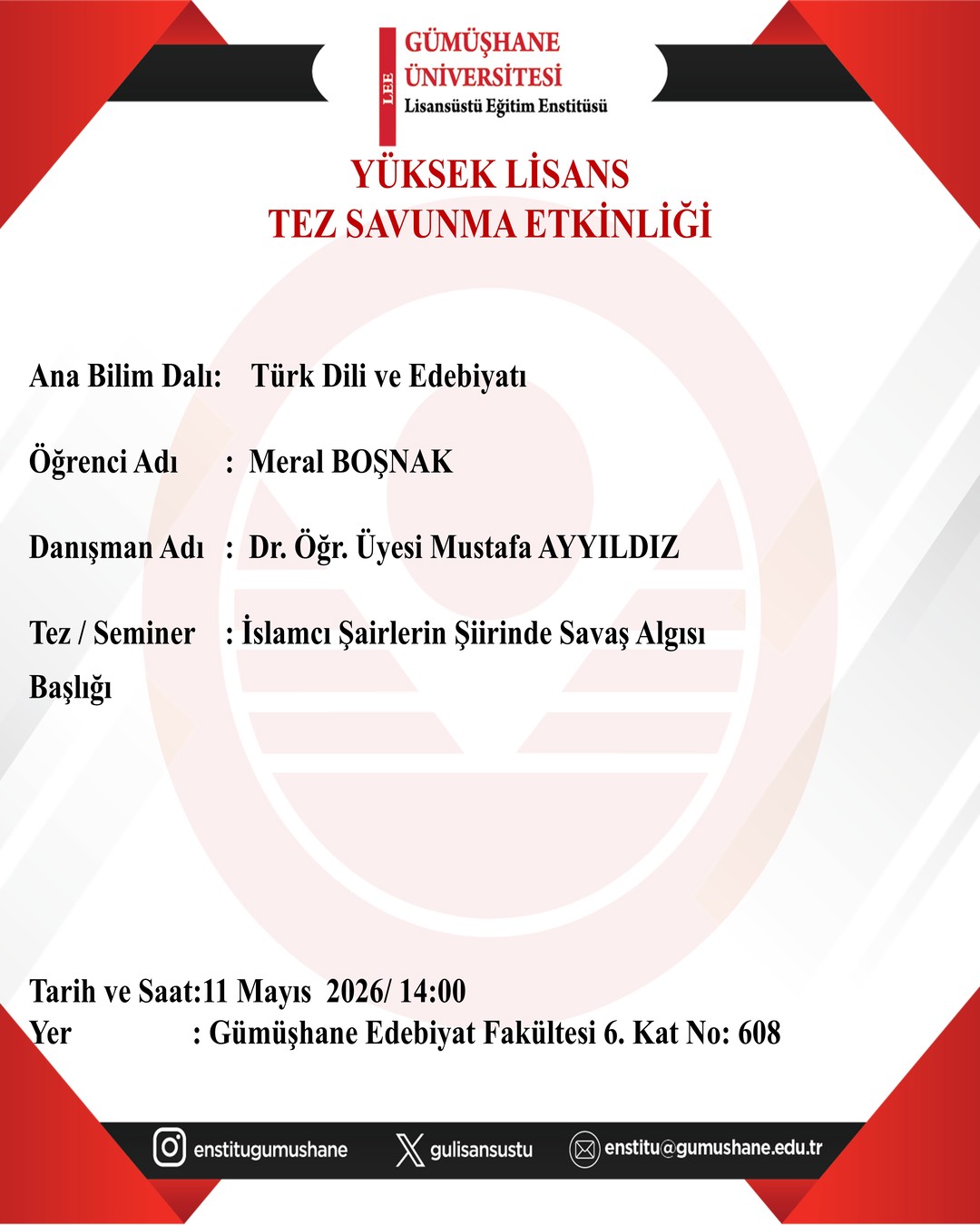 Yüksek Lisans Tez Savunması