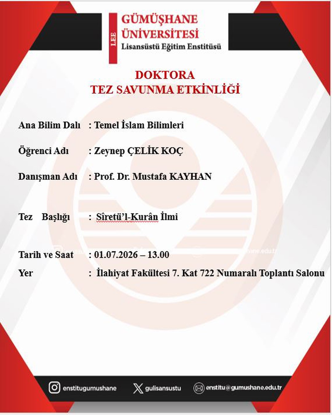 Doktora Tez Savunma Sınavı - Zeynep ÇELİK KOÇ