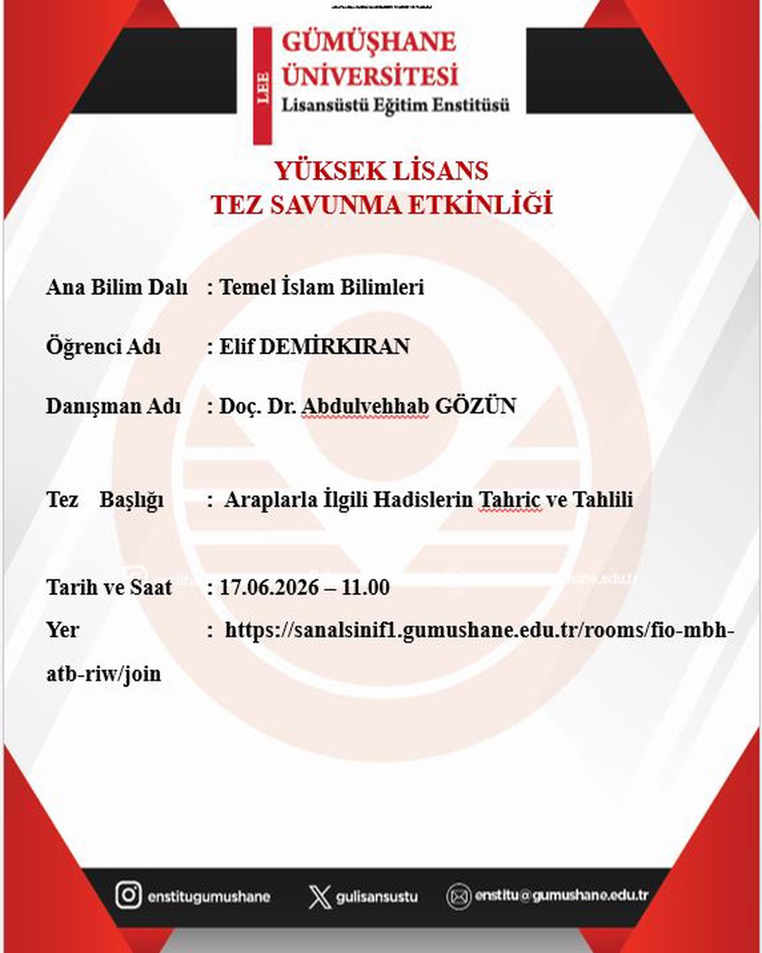 Yüksek Lisans Tez Savunma Sınavı - Elif DEMİRKIRAN