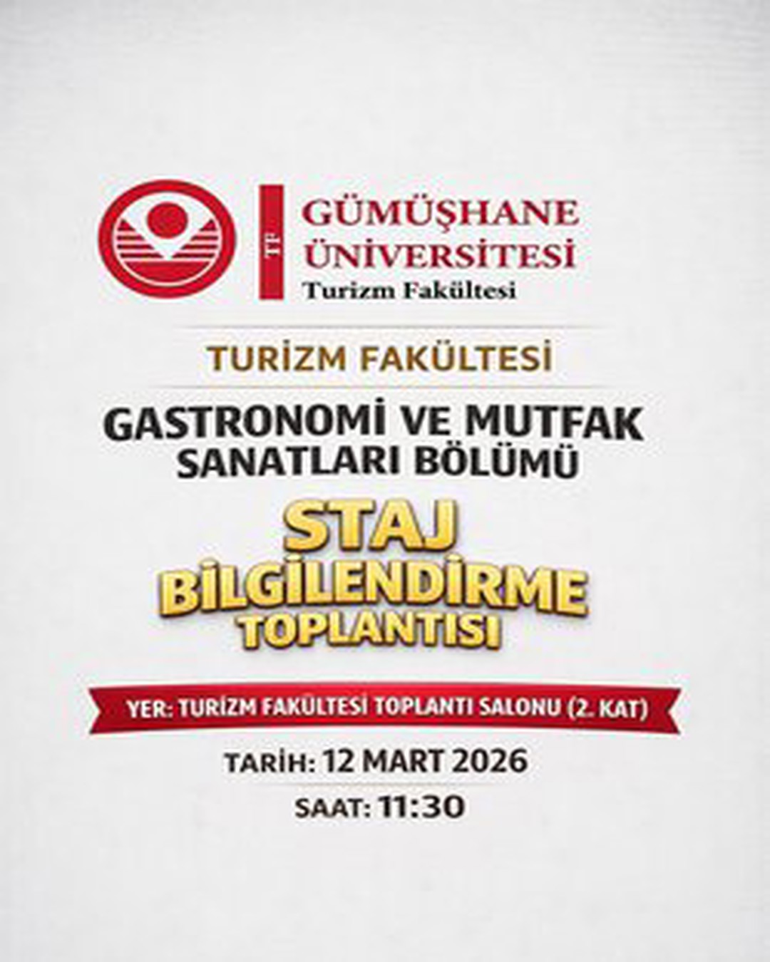 Gastronomi ve Mutfak Sanatları Bölümü Staj Bilgilendirme Toplantısı