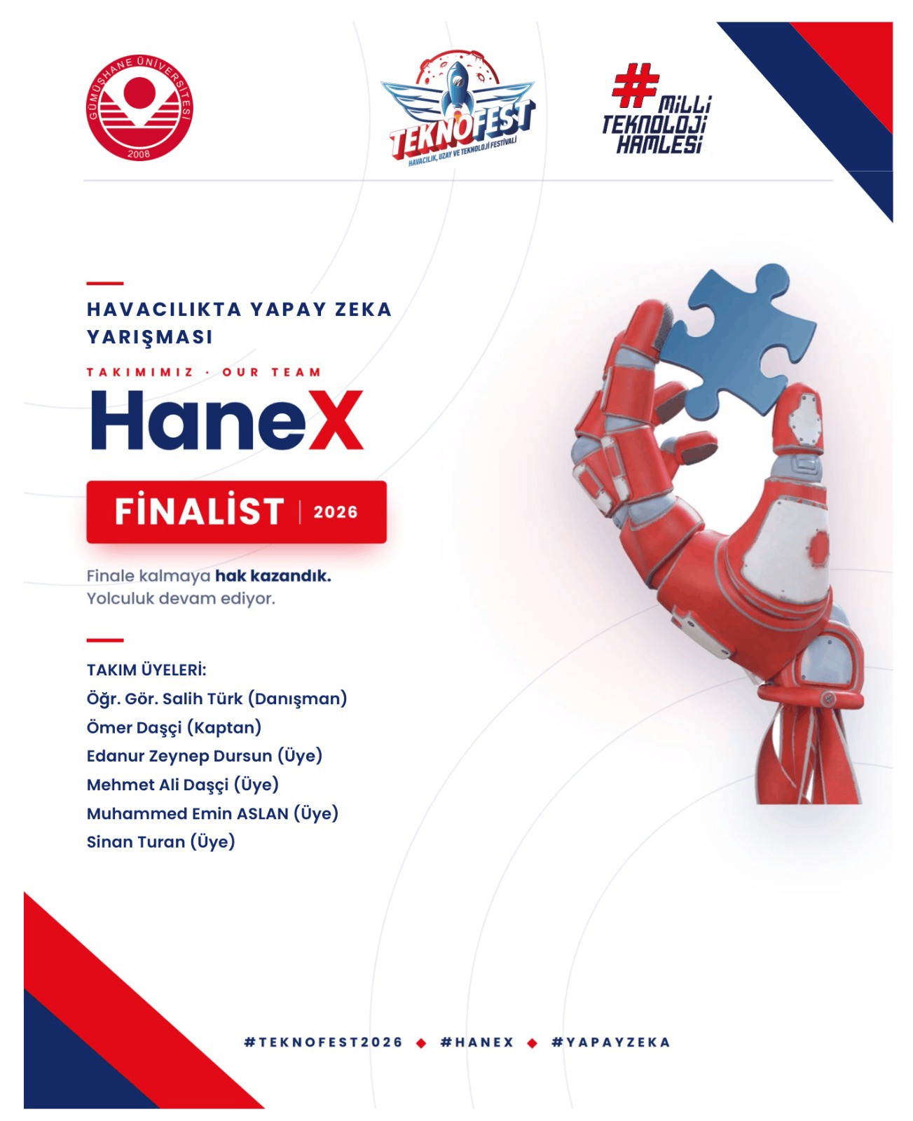 HaneX Takımımız TEKNOFEST 2026 Finalinde!